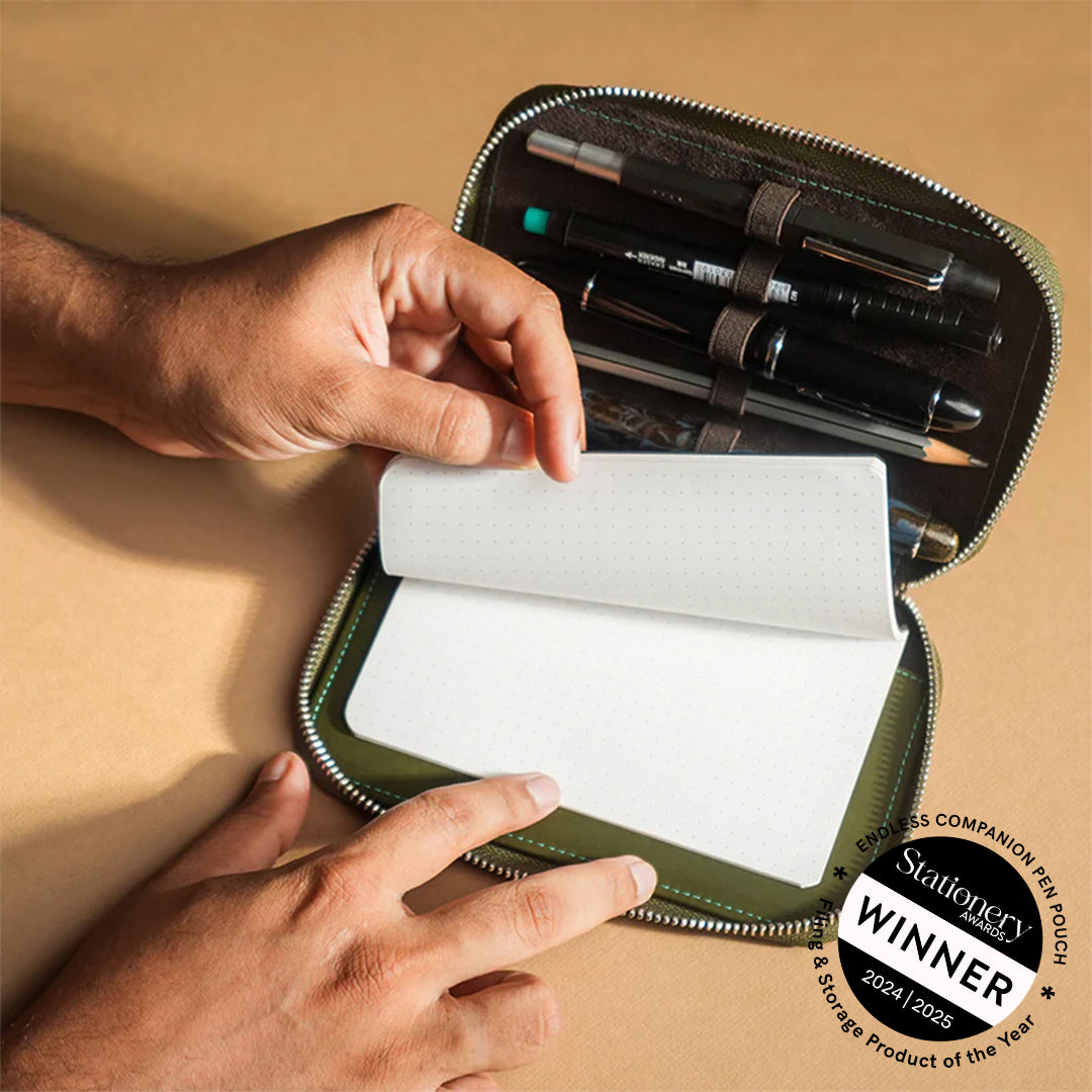 小物 EndlessEight Endless Companion Leather Adjustable Pen Pouch - 5 Pens - Green