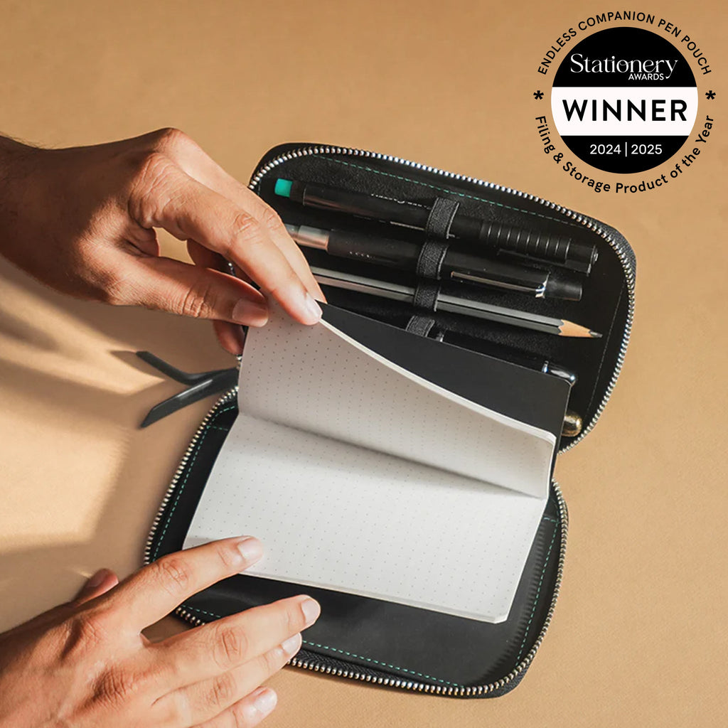 Endless Companion Leather Adjustable Pen Pouch - 5 Pens - Black