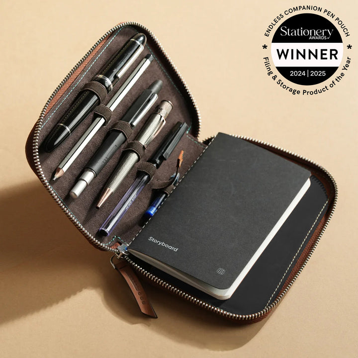 Endless Companion Leather Adjustable Pen Pouch - 5 Pens - Brown