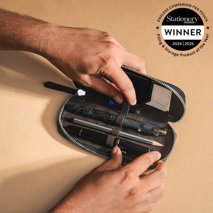 Endless Companion Leather Adjustable Pen Pouch - 3 Pens - Green