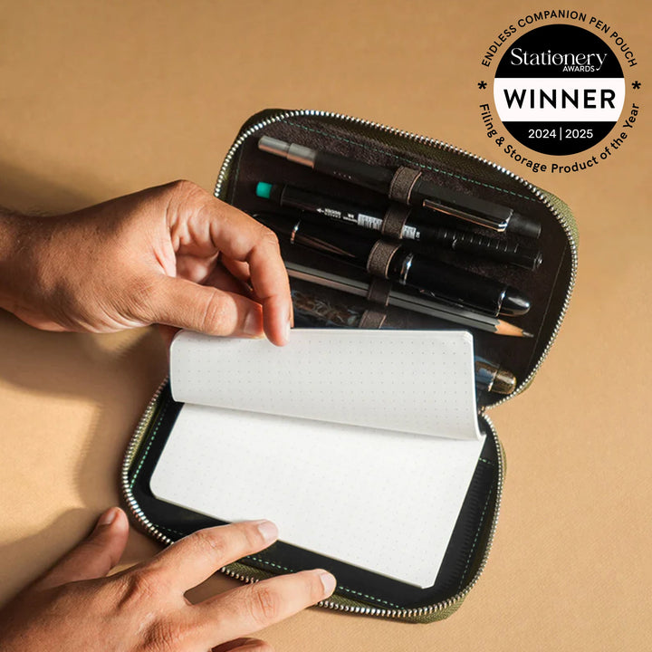 Endless Companion Leather Adjustable Pen Pouch - 5 Pens - Green