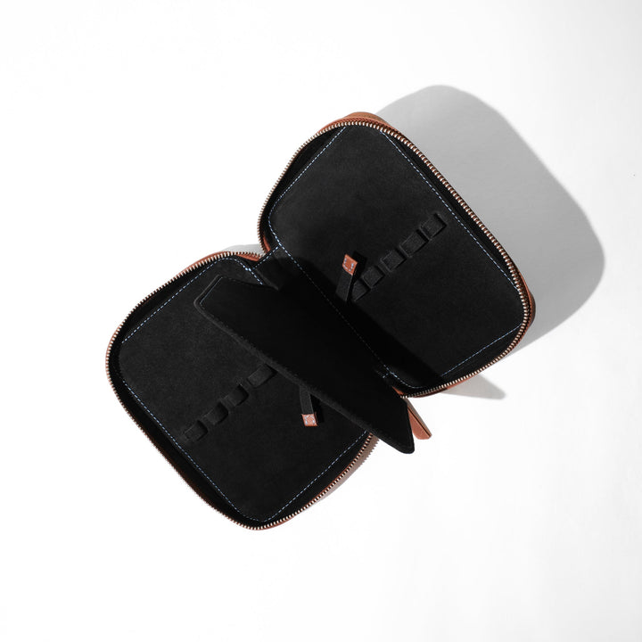 Saffiano 10 Pen Pouch 0008 Brown Open