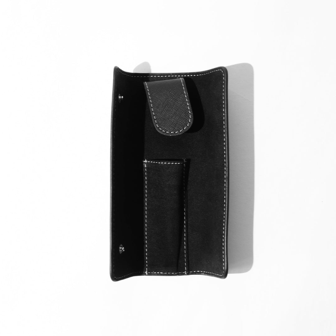 Saffiano 1 Pen Pouch 0002 Black Open