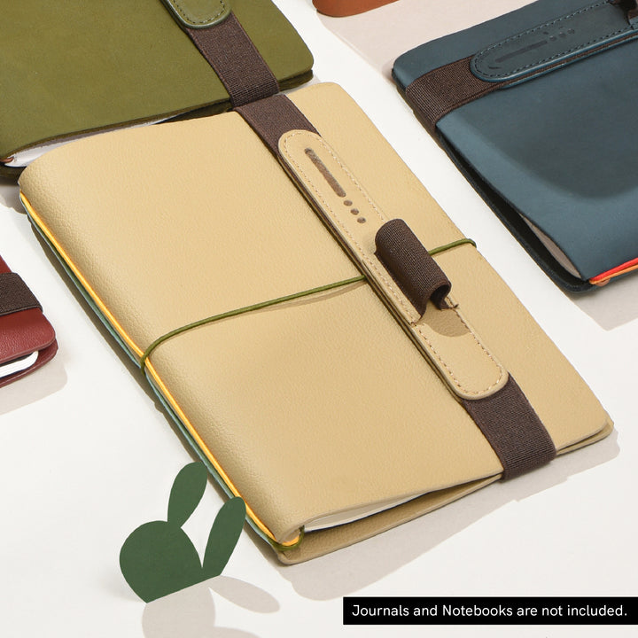 Open - Type Cactus Leather Pen Loop - Beige