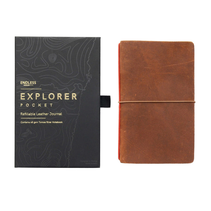 CLEARANCE SALE: Explorer Pocket - Refillable Leather Journal Tomoe River Paper - Brown